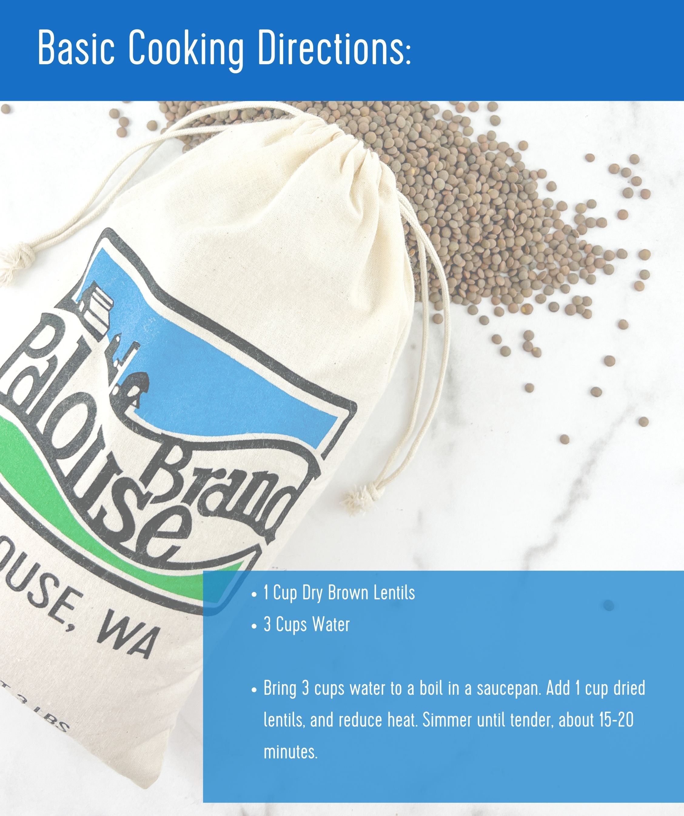 Brown Lentils | 25 LB Bucket | Certified Glyphosate Residue Free