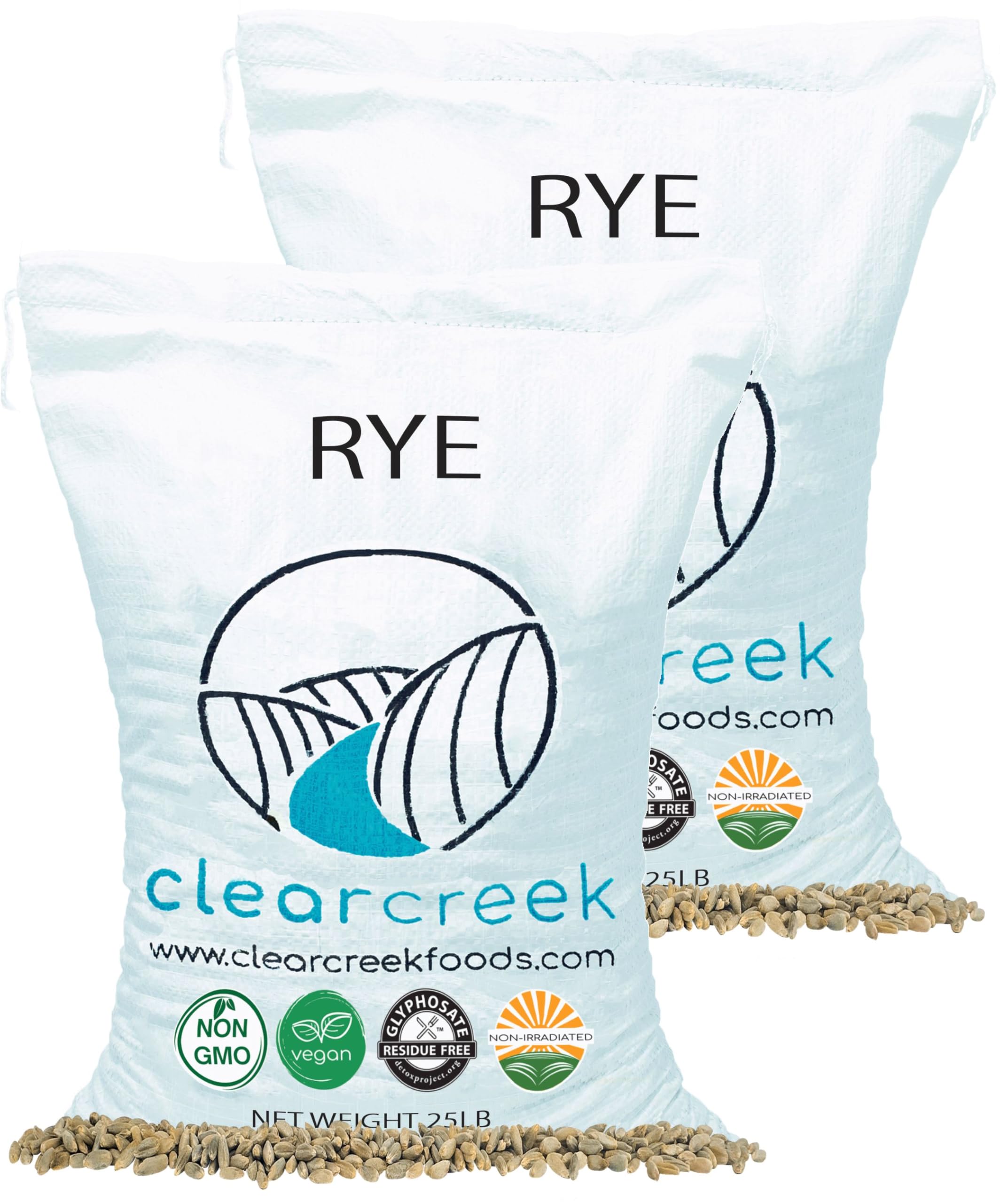 Rye Berries | Certified Glyphosate Residue Free| 50 LBS (2-25 LB) | Value Pack