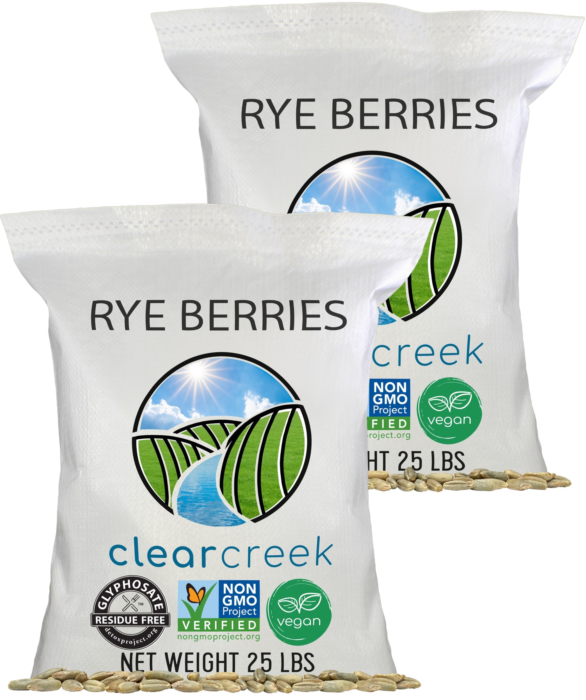 Rye Berries | Certified Glyphosate Residue Free| 50 LBS (2-25 LB) | Value Pack