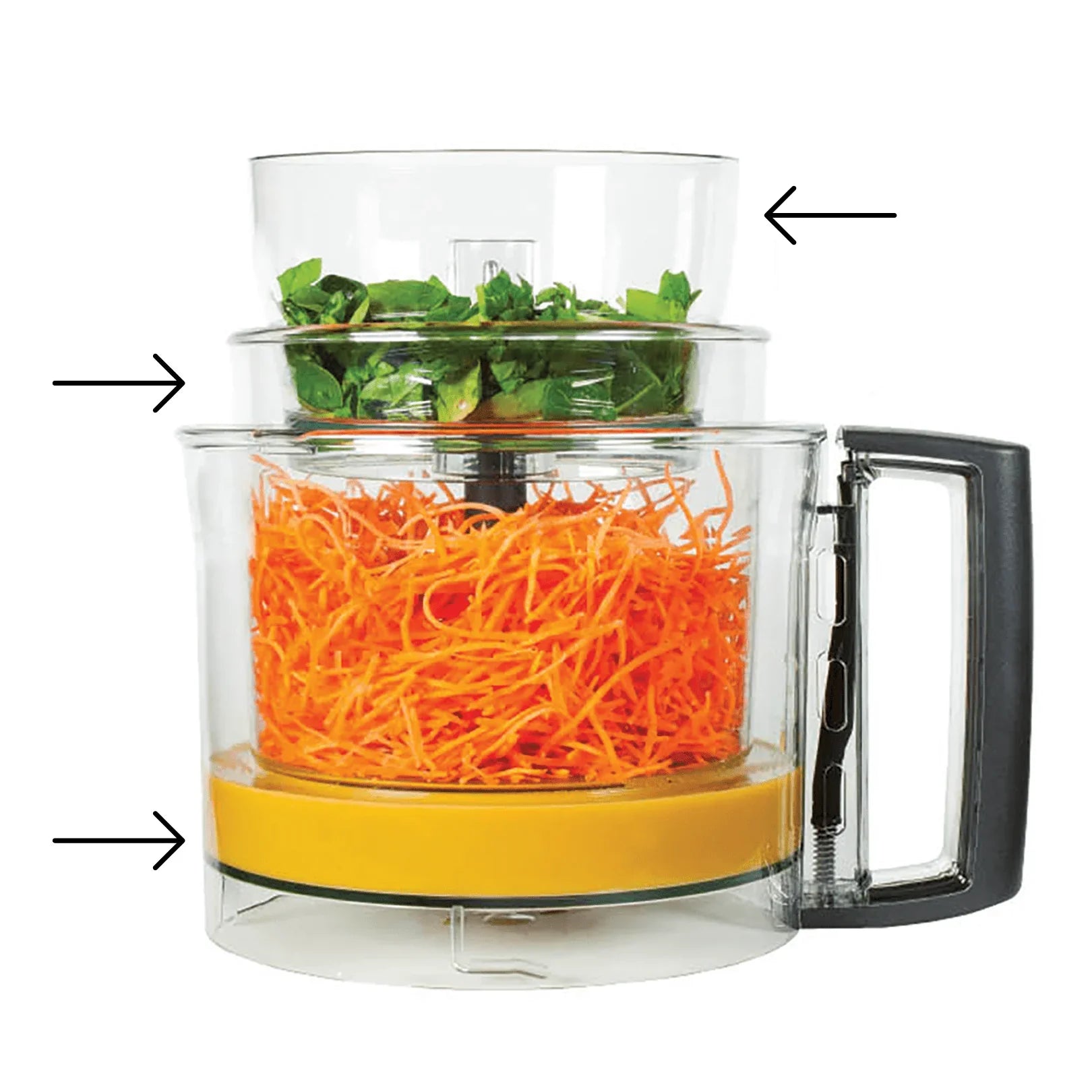 Mini bowl, midi bowl, and main bowl for the magimix food processor