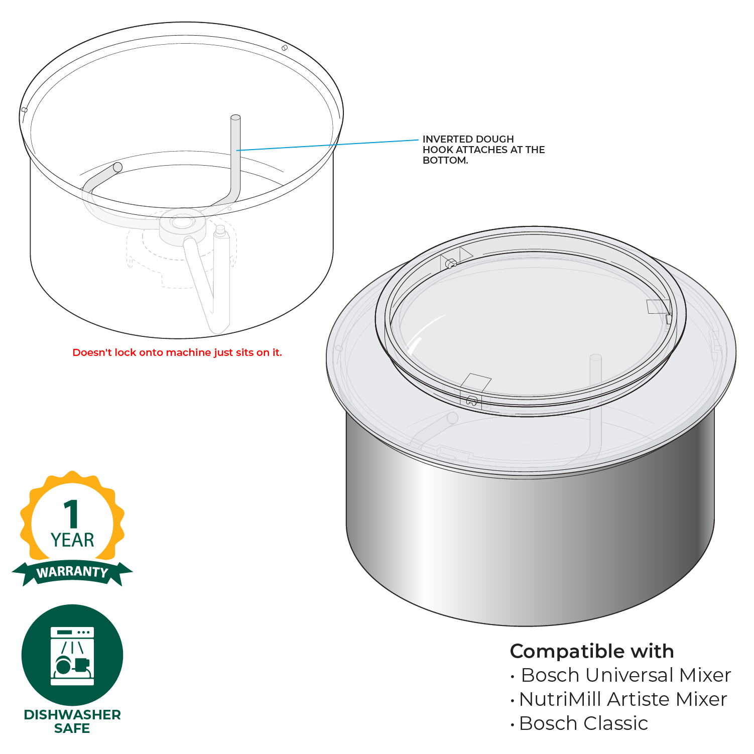 Refurbished Bottom Drive Stainless Steel Bowl