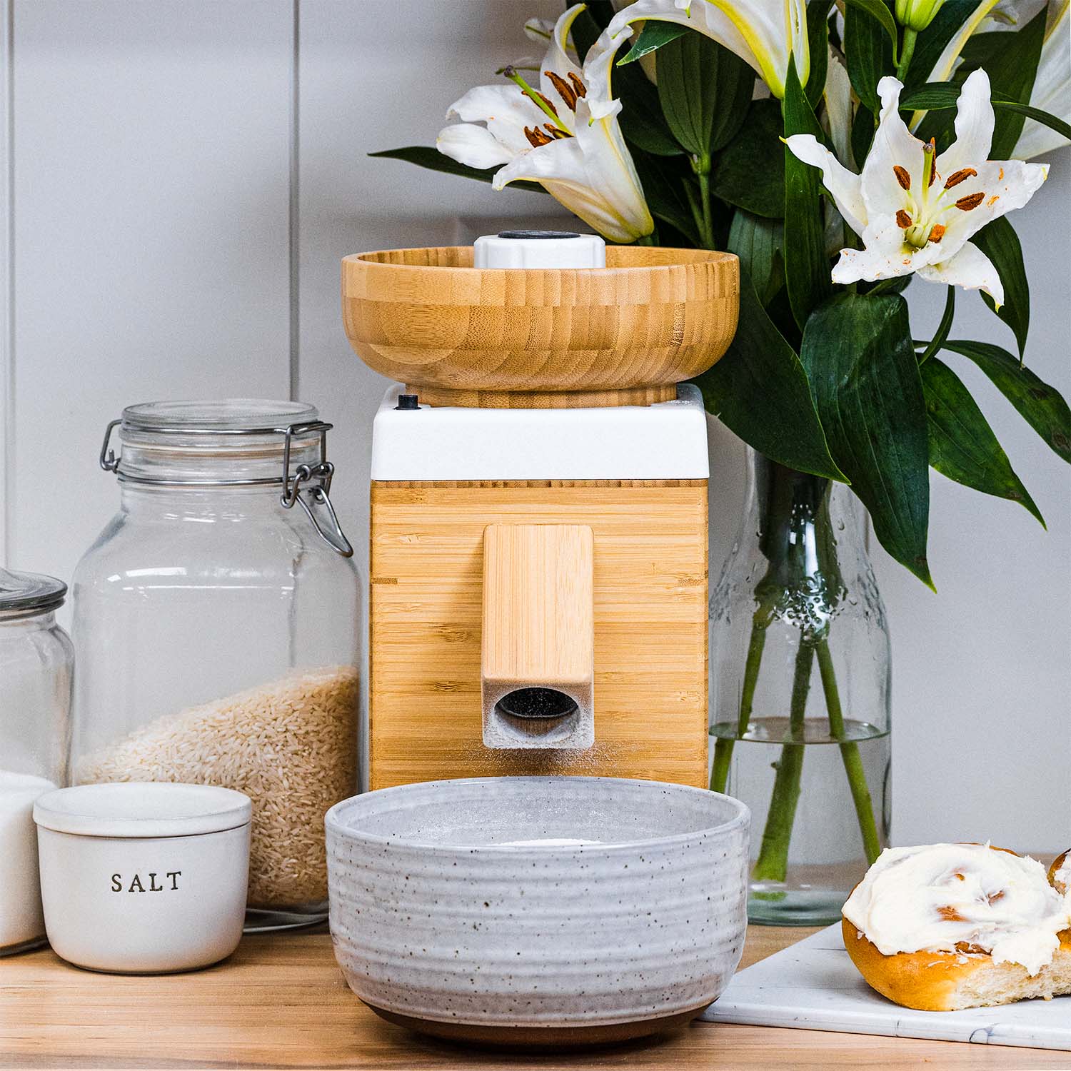 Refurbished Harvest Grain Mill - White