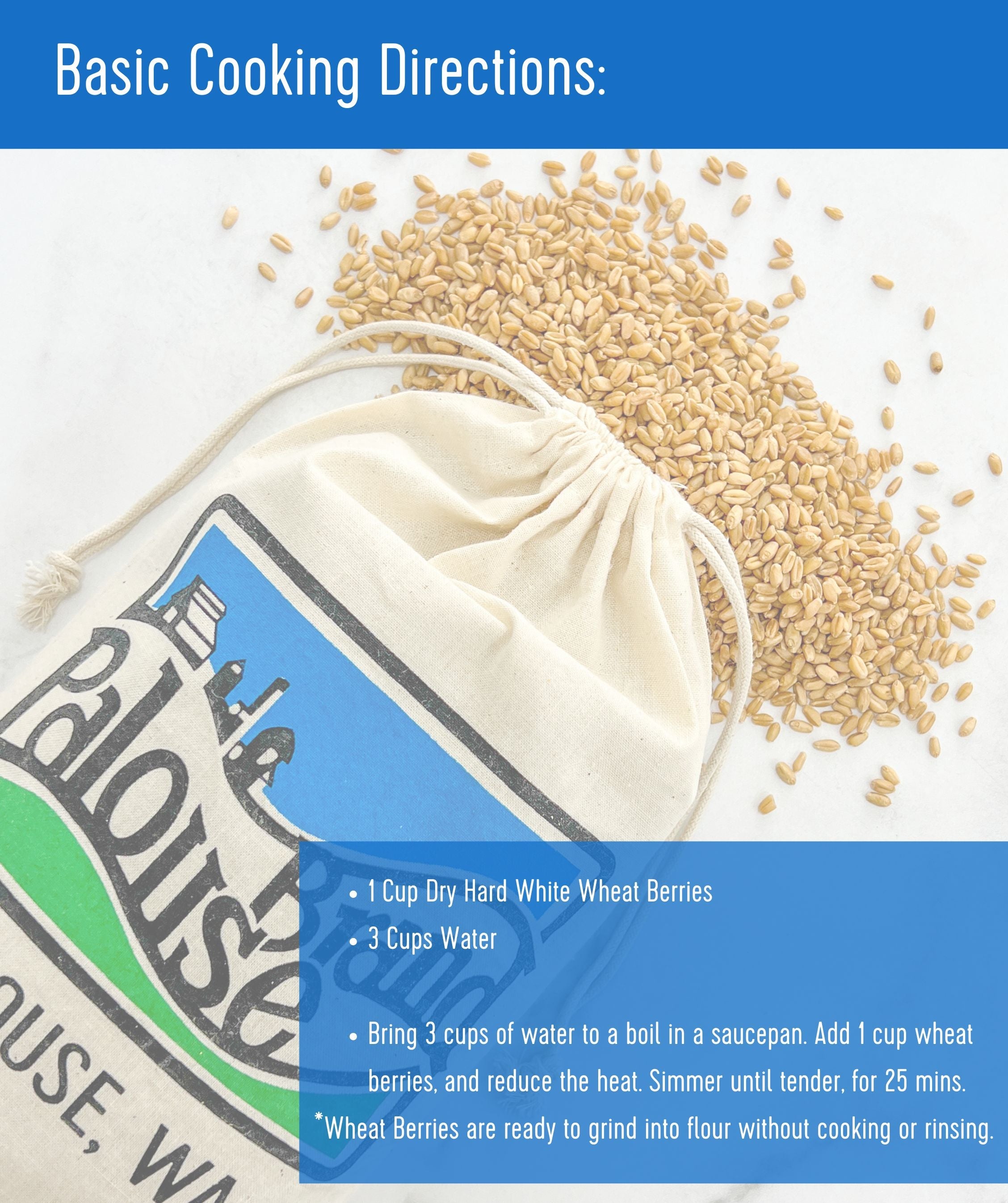 Hard White Wheat Berries | 25 LB Bucket | Certified Glyphosate Residue Free