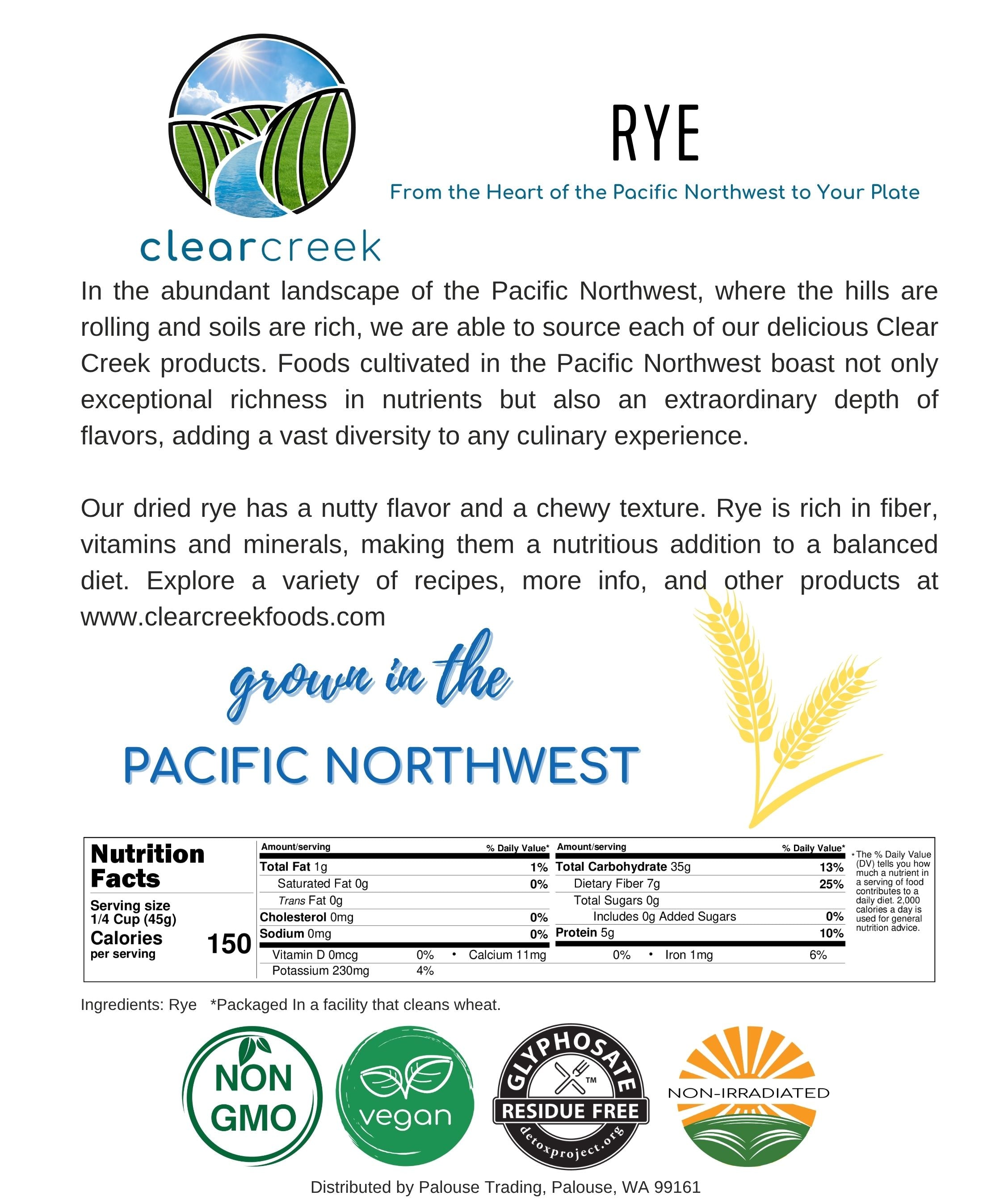 Rye Berries| Certified Glyphosate Residue Free | 4 LB