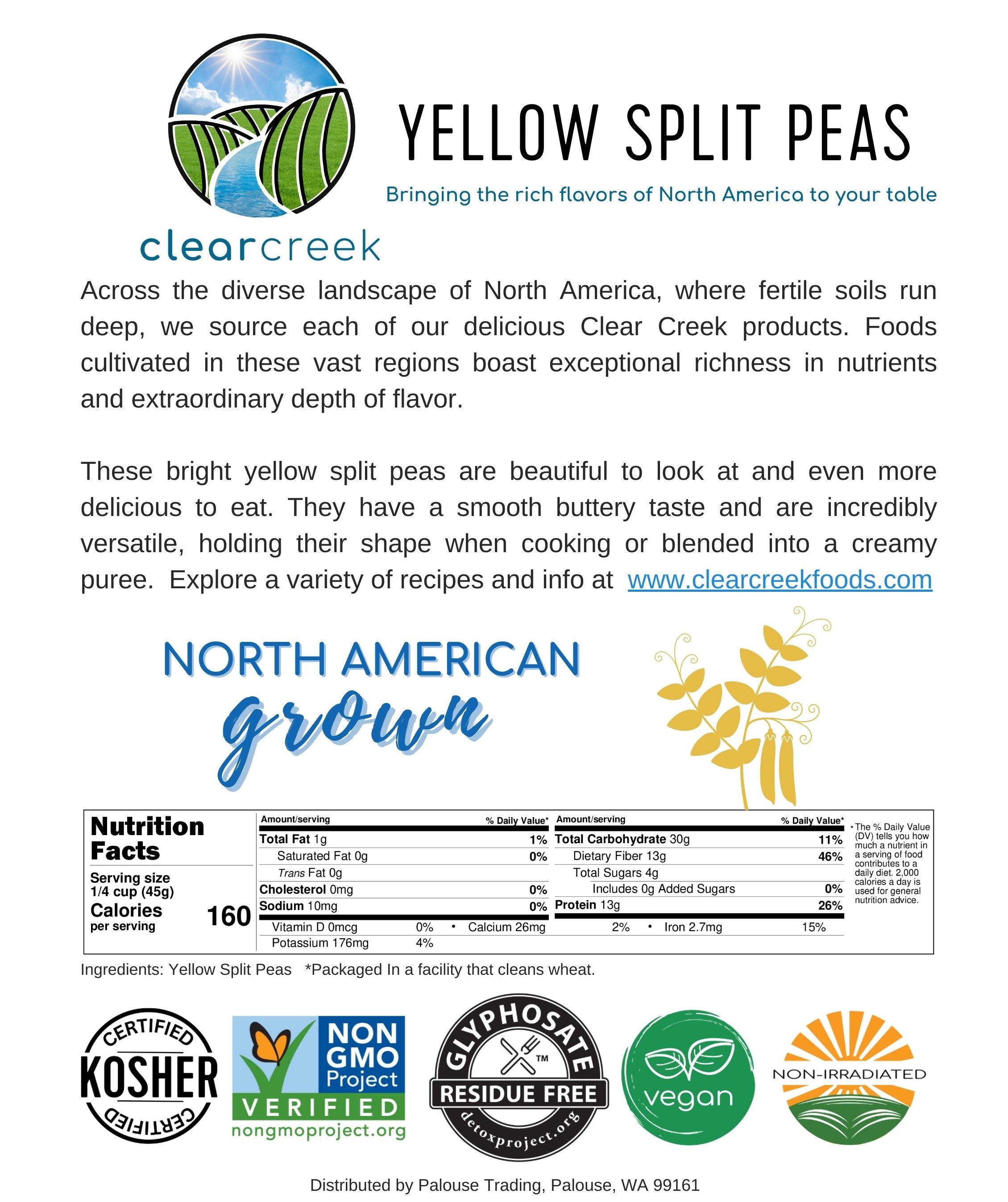 Yellow Split Peas | 25 LB | Certified Glyphosate Residue Free
