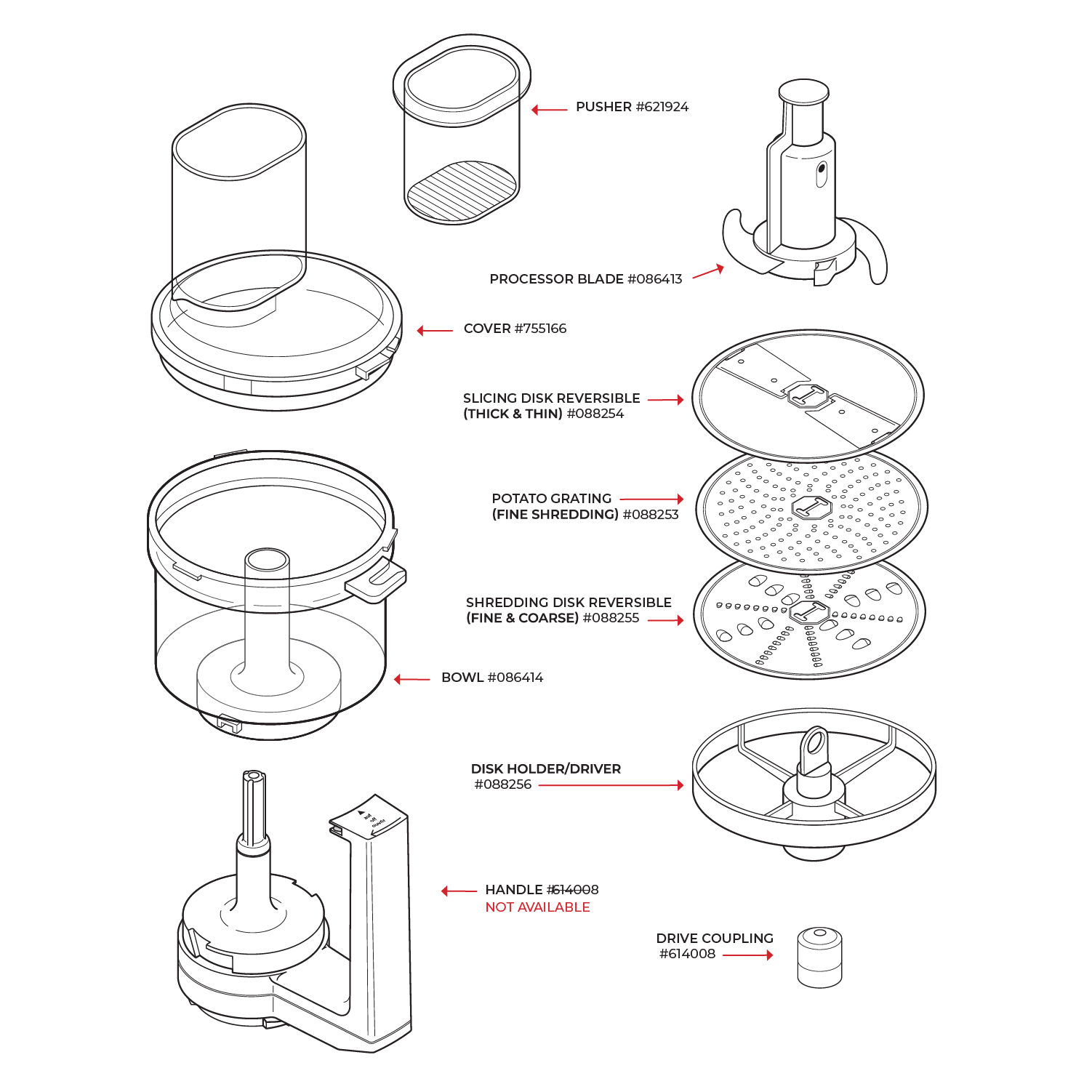 Food Processor Attachment Replacement - Reversible Slicing Disk