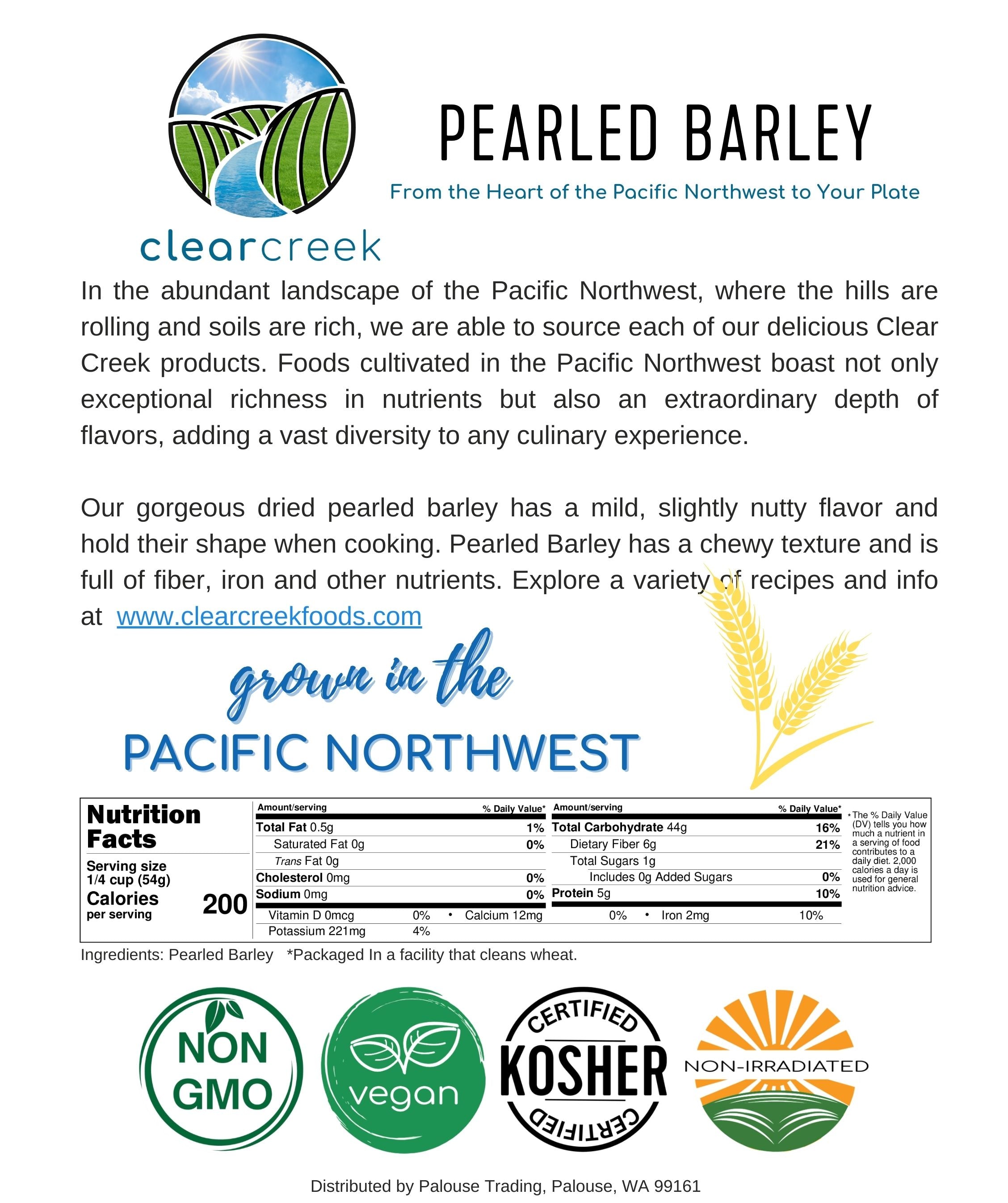 Pearled Barley | 25 LB | Certified Glyphosate Residue Free