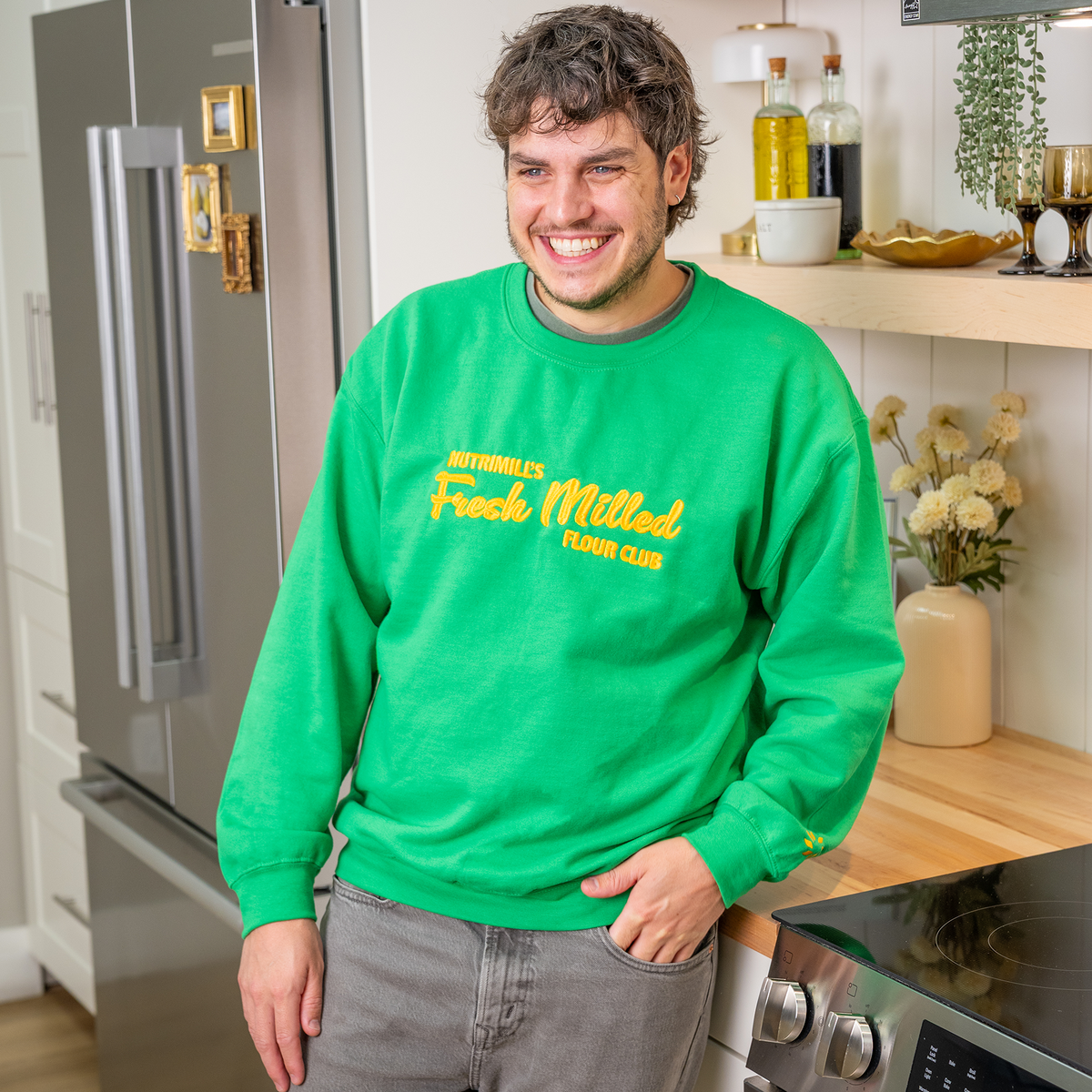 Green Fresh Milled Flour Club Embroidered Unisex Sweatshirt