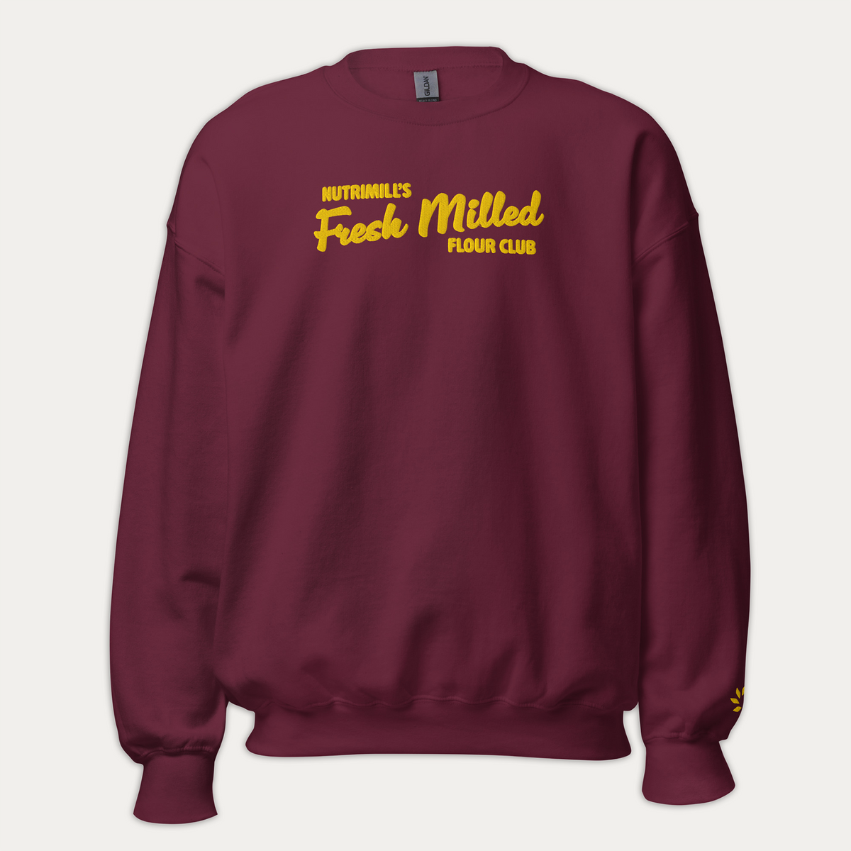 Maroon Fresh Milled Flour Club Embroidered Unisex Sweatshirt
