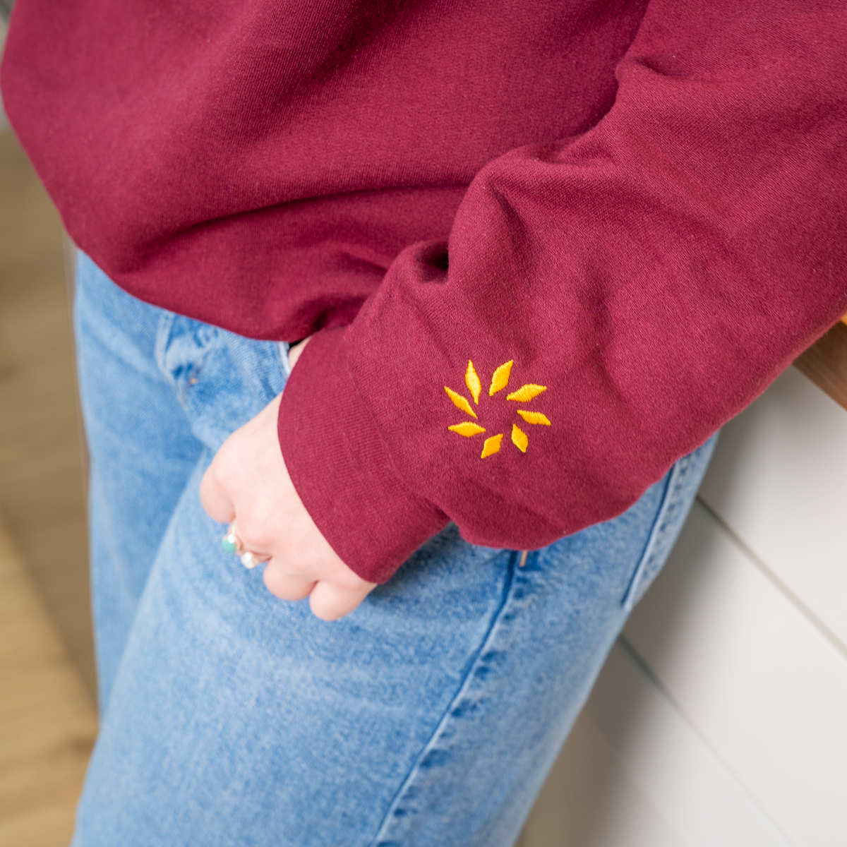 Maroon Fresh Milled Flour Club Embroidered Unisex Sweatshirt
