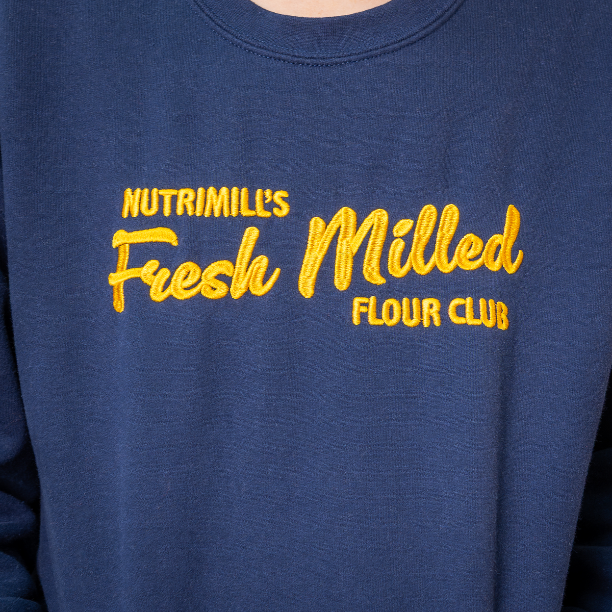 Navy Fresh Milled Flour Club Embroidered Unisex Sweatshirt