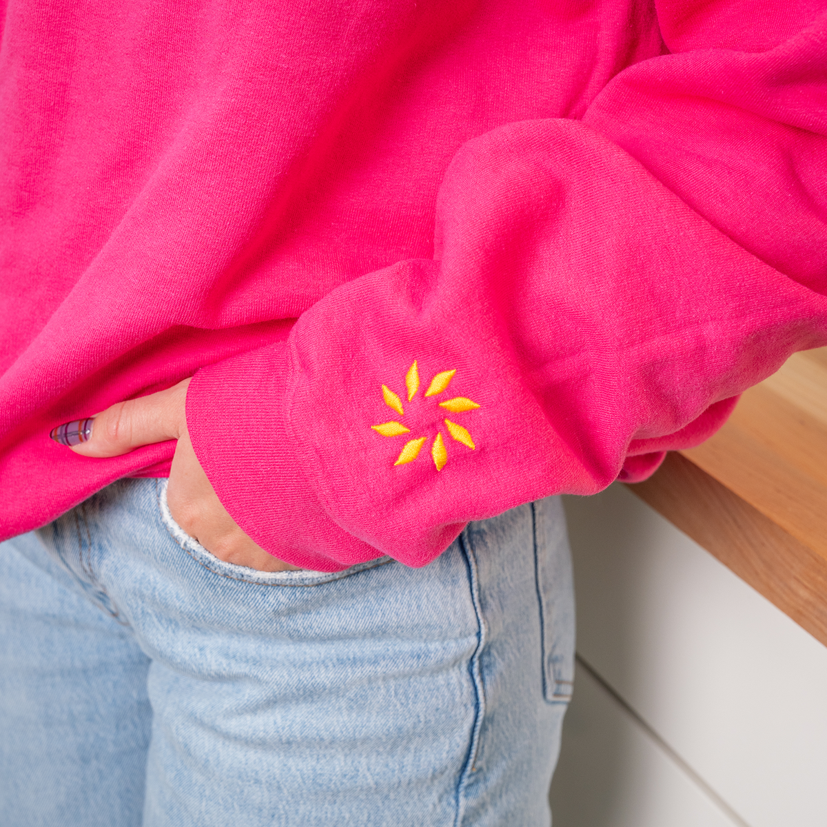 Pink Fresh Milled Flour Club Embroidered Unisex Sweatshirt