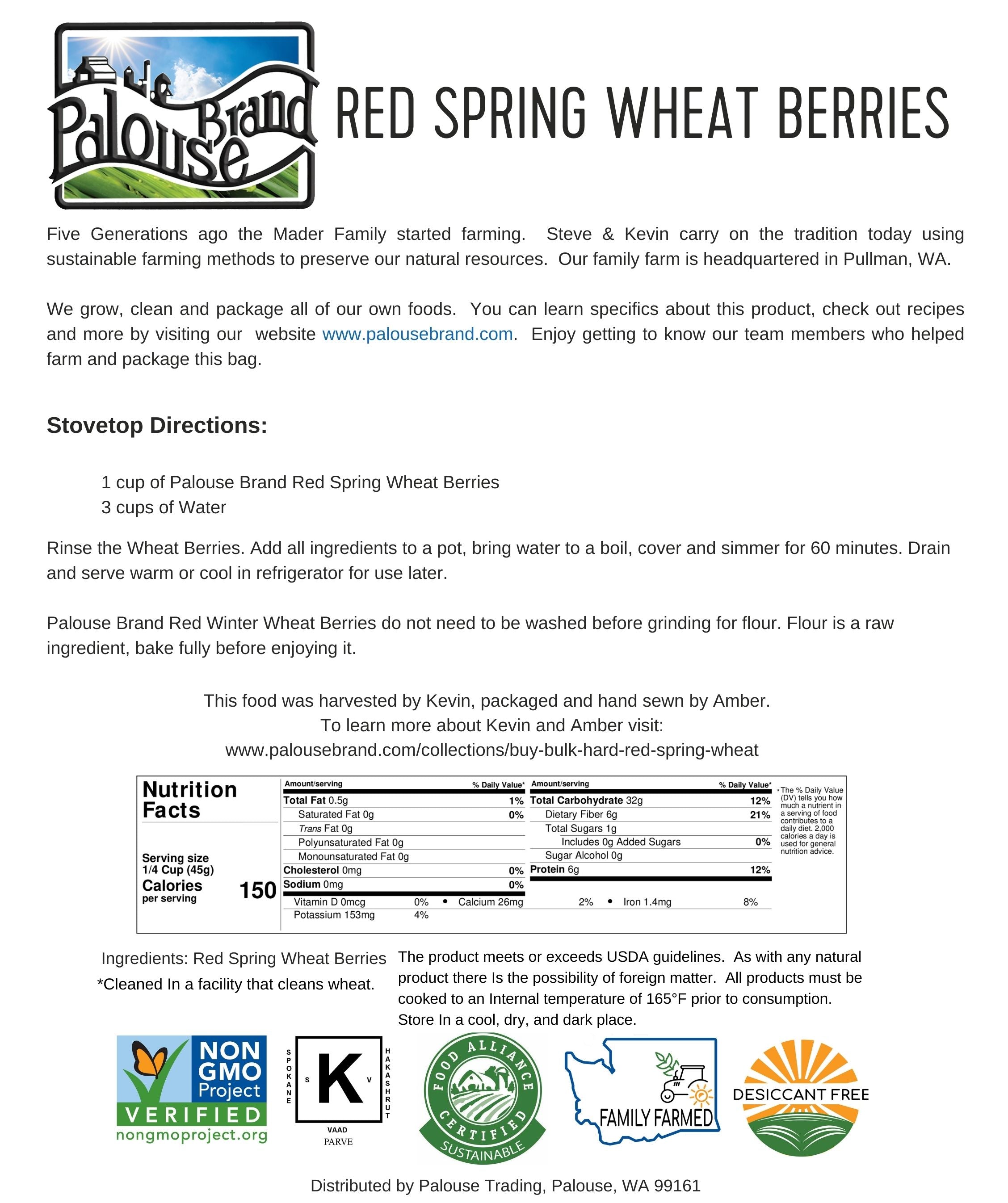 Hard Red Spring Wheat | 25 LB Bucket