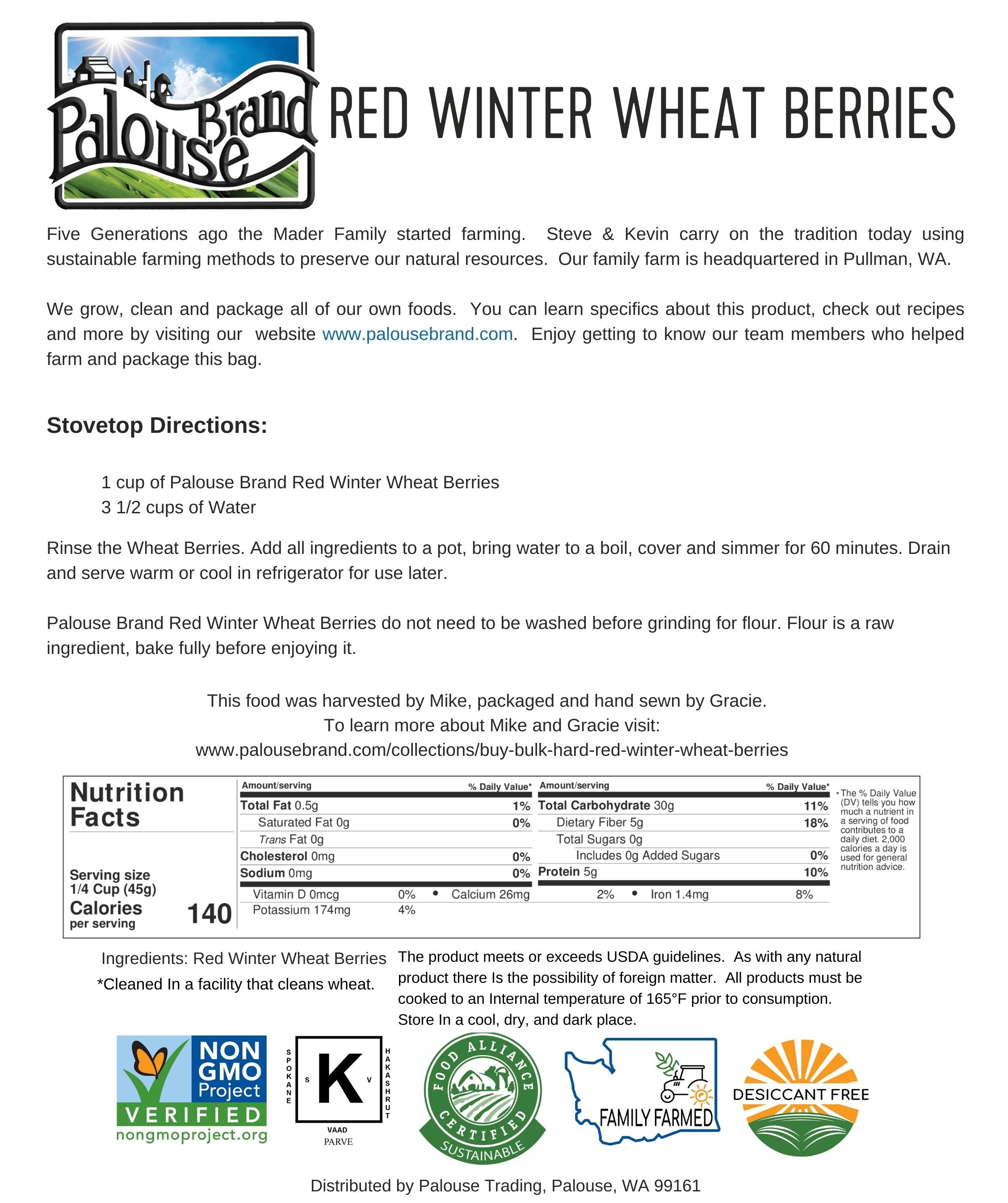 Hard Red Winter Wheat | 25 LB Bucket