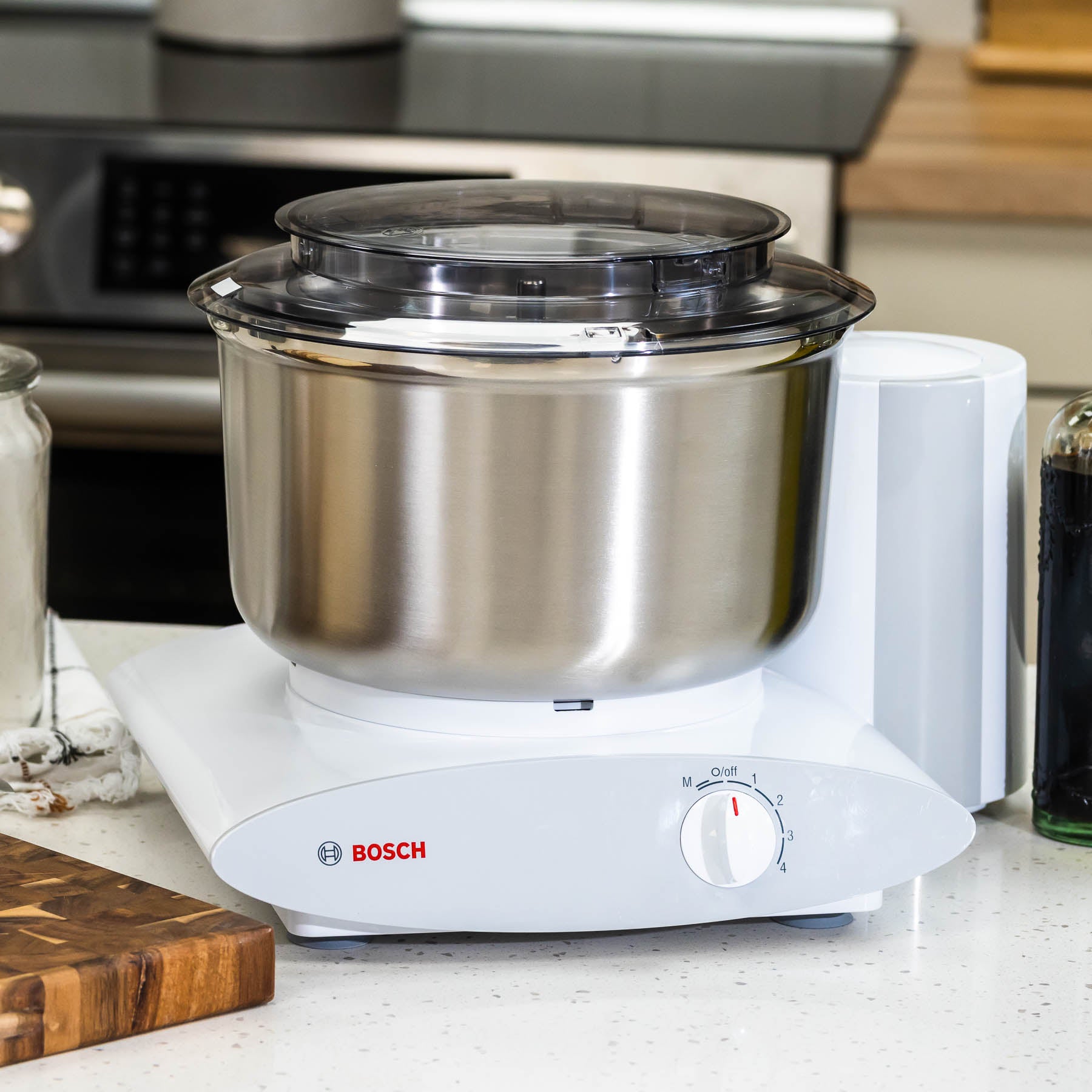 Bosch Universal Plus Mixer with stainless steel bowl for challah